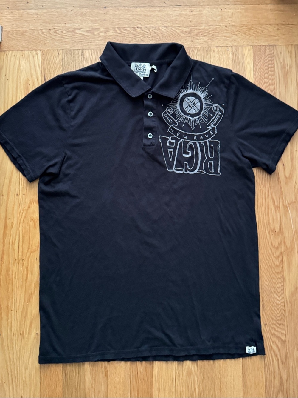Juicy Couture Black Polo with Chest Emblem Made in USA